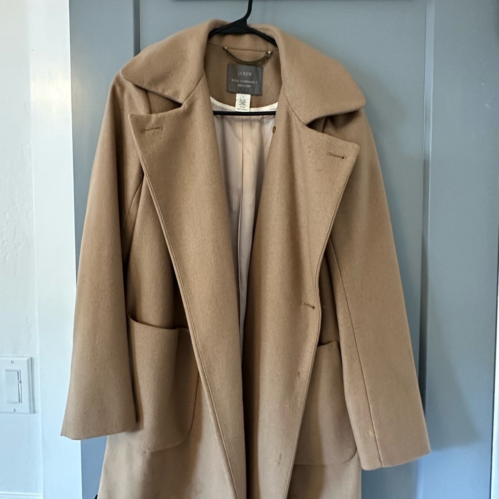 J. Crew Camel Wool Blend Trench Coat